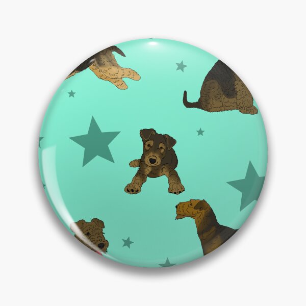 Item preview, Airedale Terriers Pattern Stars Seafoam designed and sold by Ashley Gagnon.