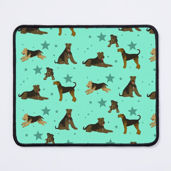 Item preview, Airedale Terriers Pattern Stars Seafoam designed and sold by Ashley Gagnon.