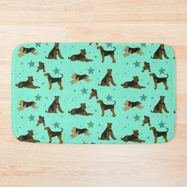 Item preview, Airedale Terriers Pattern Stars Seafoam designed and sold by Ashley Gagnon.