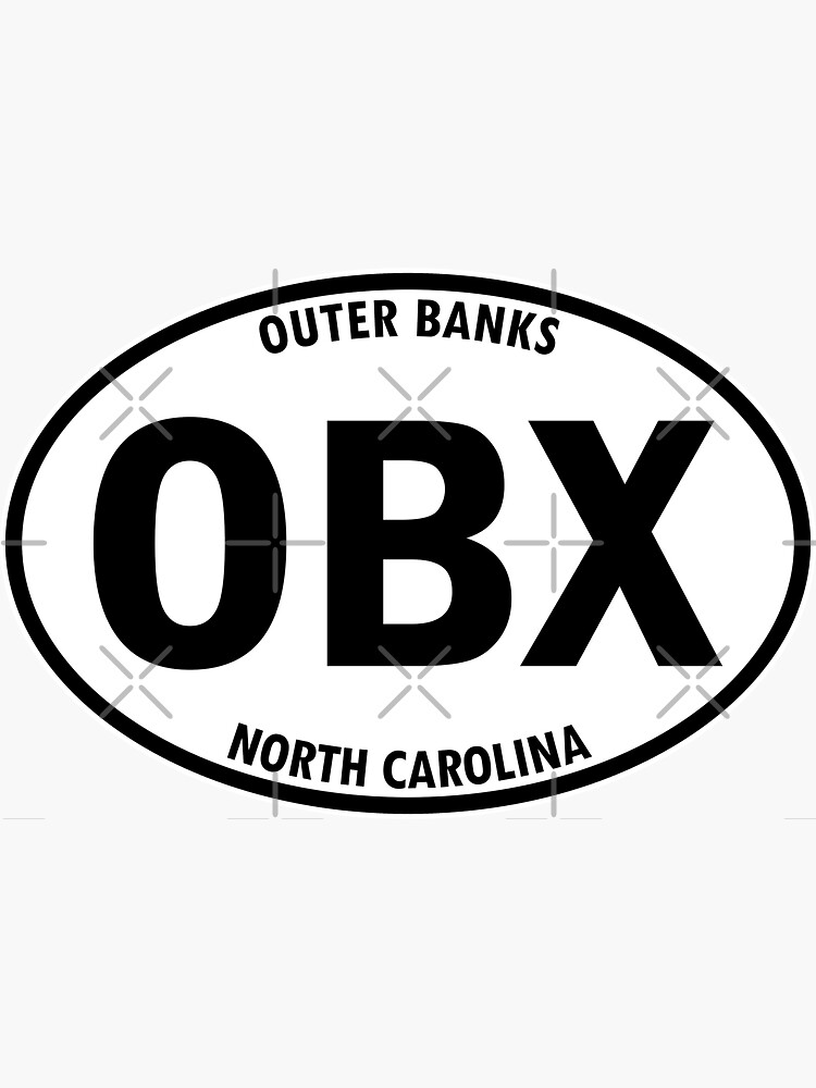 "OBX Outer Banks, North Carolina Oval Travel Sticker" Sticker for