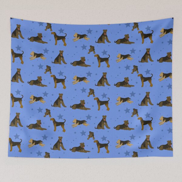 Item preview, Airedale Terriers Pattern Stars Blue designed and sold by Ashley Gagnon.