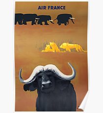 1956 Air France Africa Animals Travel Poster Poster