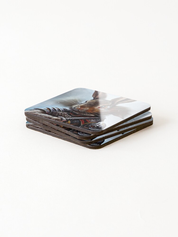 Thumbnail 4 of 5, Coasters (Set of 4), AI Generated Art, War Rabbit designed and sold by RabbitHoleMI.
