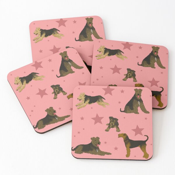 Item preview, Airedale Terriers Pattern Stars Pink designed and sold by Ashley Gagnon.