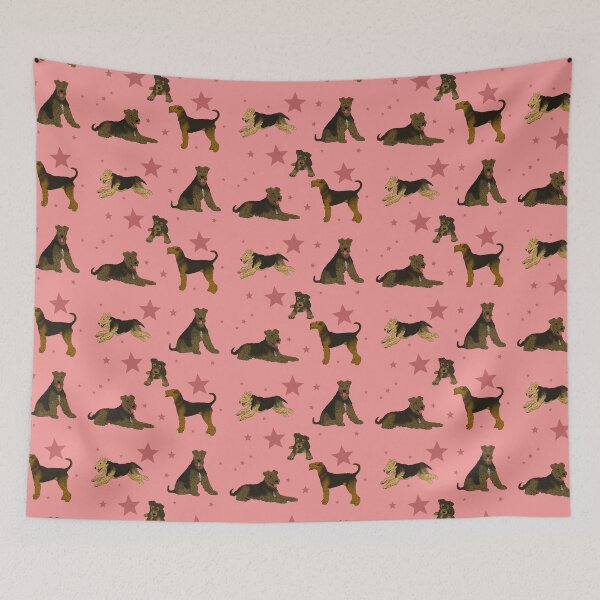 Item preview, Airedale Terriers Pattern Stars Pink designed and sold by Ashley Gagnon.
