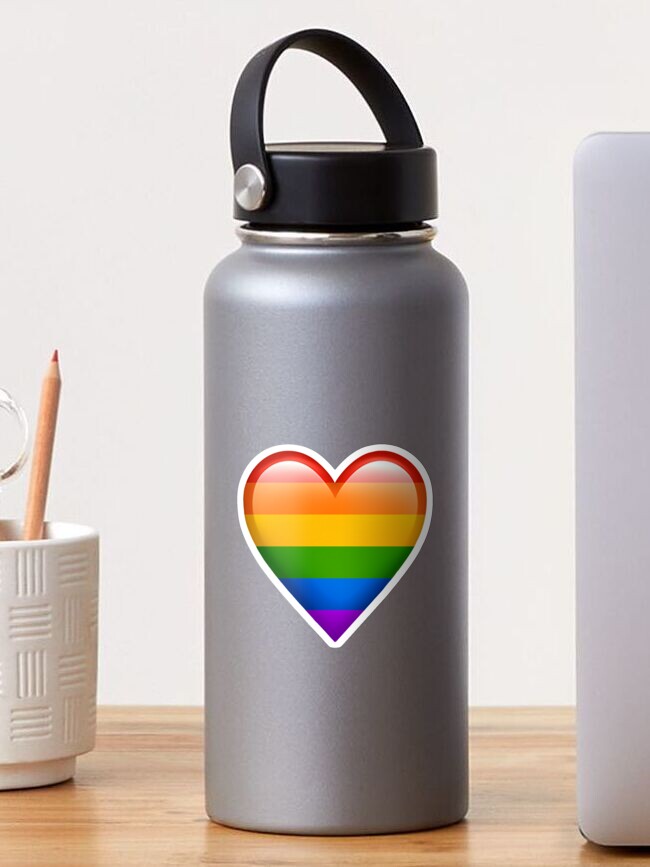 Pride Proud Rainbow Heart, Smiley Face, and Peace Symbol Reusable 24 Oz  Water Bottle