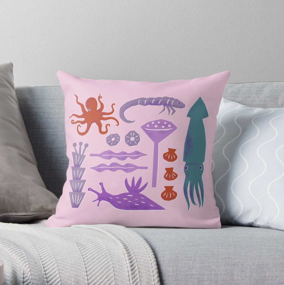 Sea Creatures Throw Pillow