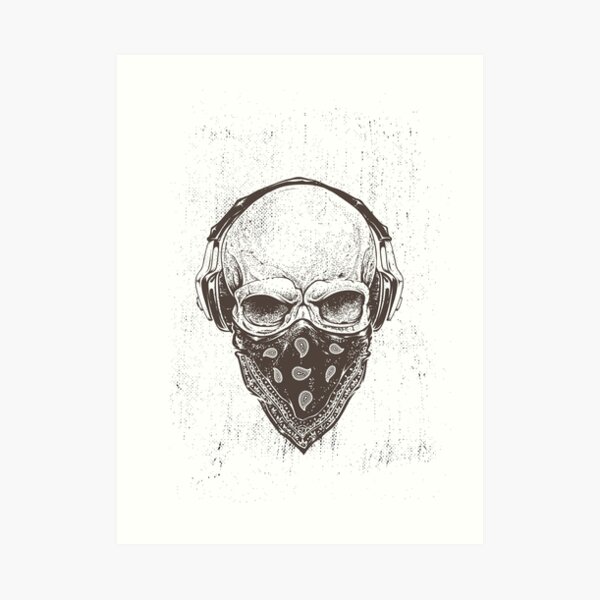 Rock 'n' Roll Loving Skull Art Print