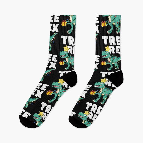Aperçu de l'œuvre Arbre Rex Dinosaure T-Rex Xmas Lights Noël créée et vendue par QueenOfPrint.