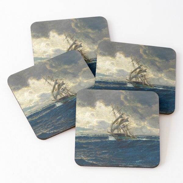 Item preview, A Three-Master at Sea | Michael Zeno Diemer | 1930 Nautical Art designed and sold by CJET.