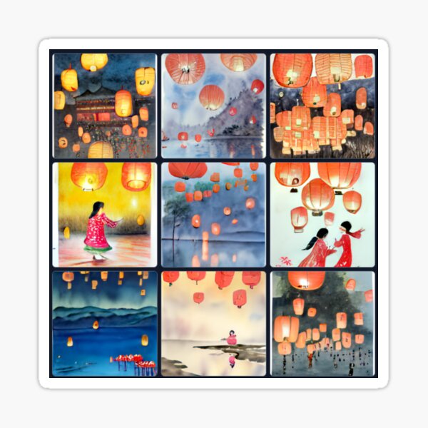 Yi Peng Lantern Festival / Lanterns art Sticker