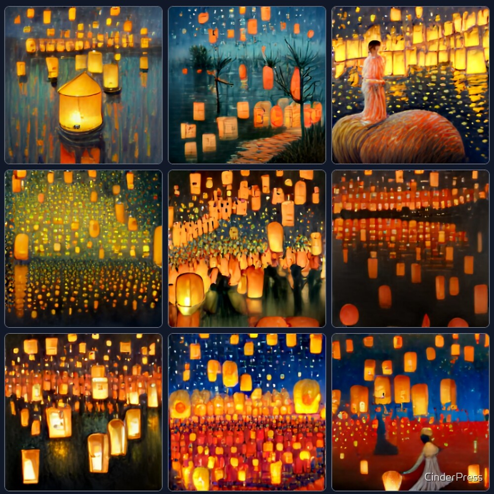 "Yi Peng Lantern Festival art" by CinderPress Redbubble