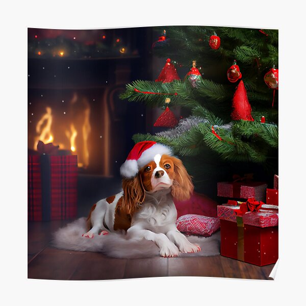 Cavalier King Charles Spaniel Santa Poster