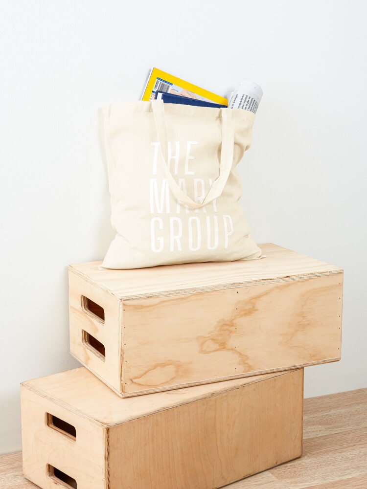 Thumbnail 4 of 5, Tote Bag, The Mary Group wordmark in white designed and sold by TheMaryGroup.