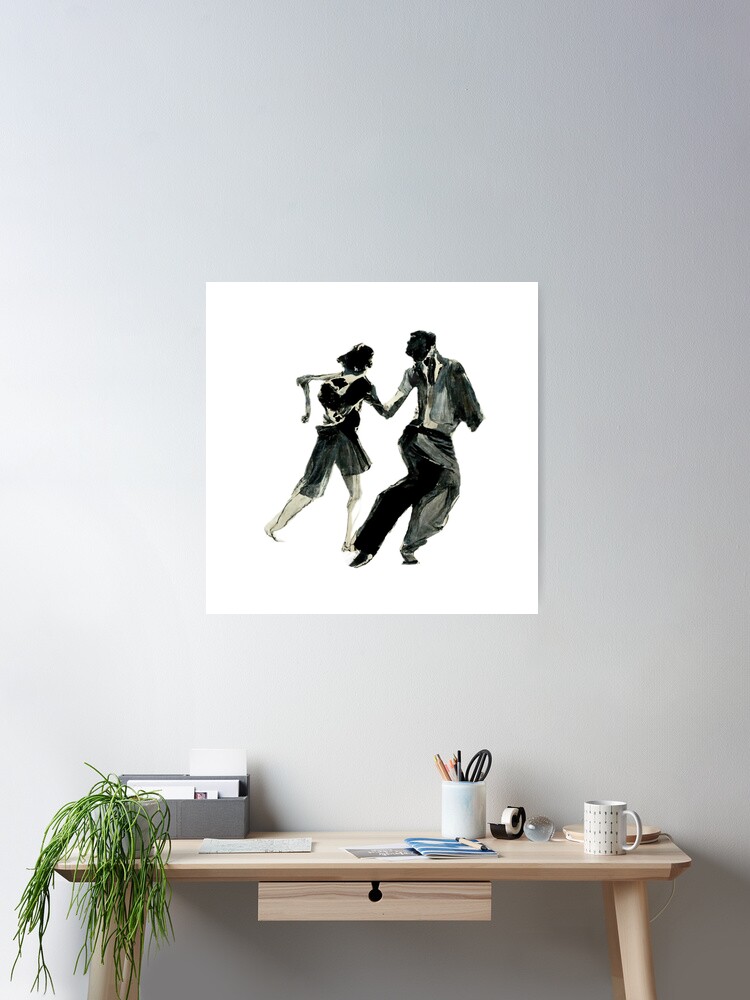 Illustrated black and white - kick up your heels and Swing Dance