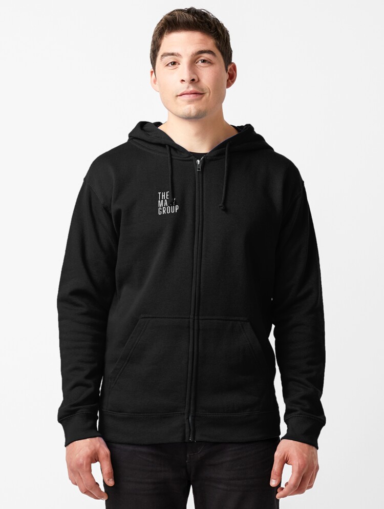 Thumbnail 1 of 5, Zipped Hoodie, The Mary Group wordmark in white designed and sold by TheMaryGroup.