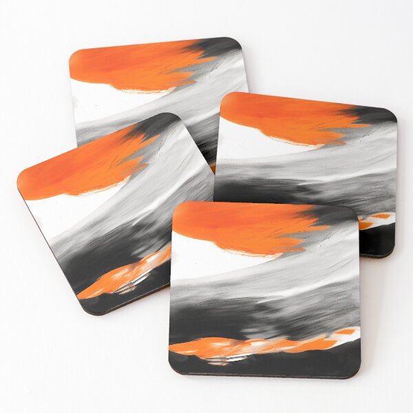 Item preview, Orange black and gray abstract waves of color designed and sold by deniselynnimage.