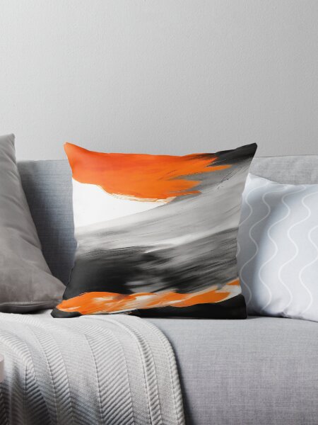 Item preview, Orange black and gray abstract waves of color designed and sold by deniselynnimage.