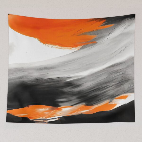 Item preview, Orange black and gray abstract waves of color designed and sold by deniselynnimage.