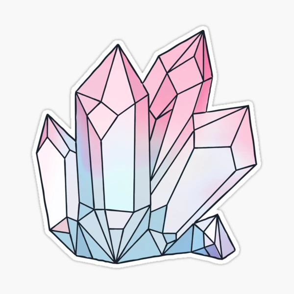 Crystal Sticker Holographic Pastel Aura Crystals & Pink Lotus