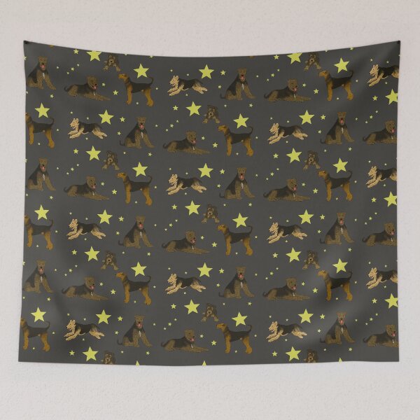 Item preview, Airedale Terriers Pattern Stars Black designed and sold by Ashley Gagnon.