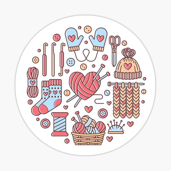 Handcrafted With Love Stickers, Crochet Stickers, Knitting Labels, Mad –  Sticker Art Designs