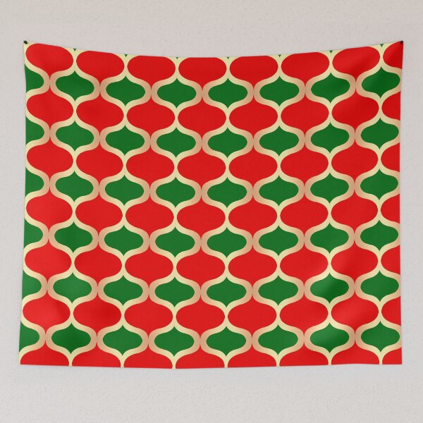 Item preview, Red Green and Gold Holiday Ogee Pattern designed and sold by Julie Erin Designs.