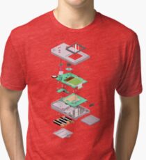 Lowpoly Vector Gameboy DMG Isometric Explosion View Tri-blend T-Shirt