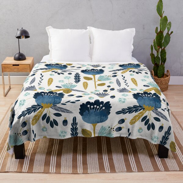 Item preview, Winter floral - navy velvet blooms designed and sold by peggieprints.