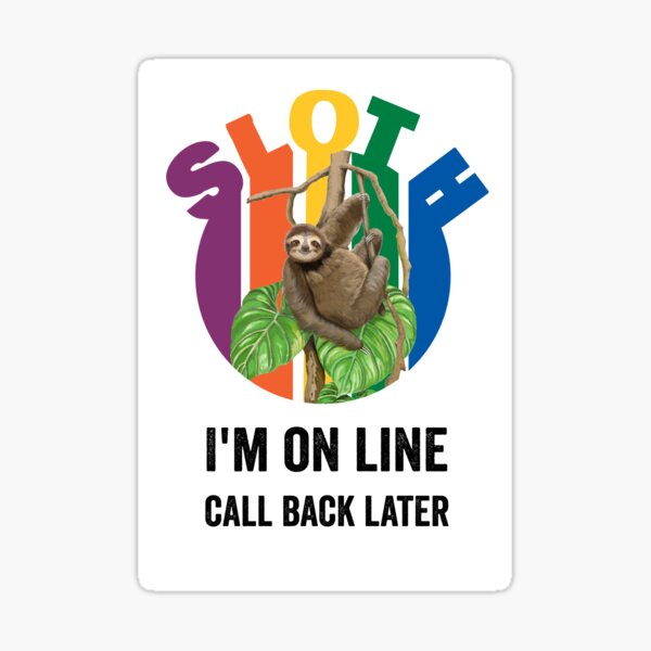 Funny sloth swinging on the vine line. Sticker