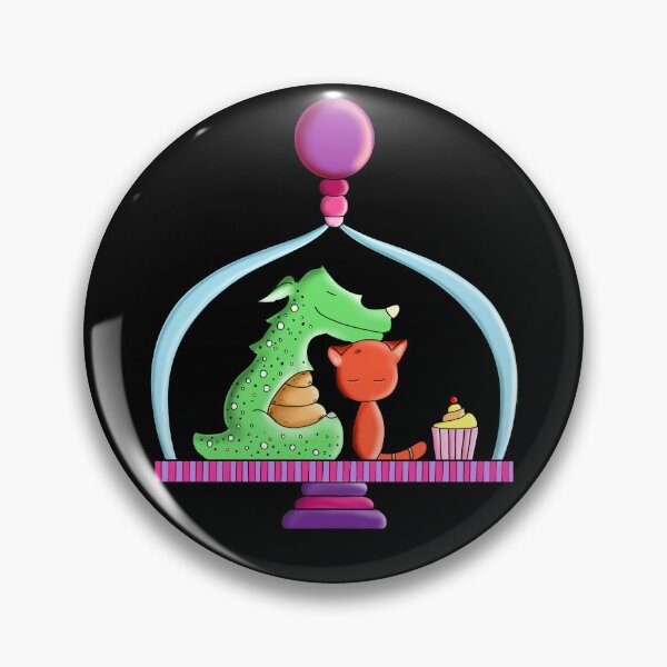 Item preview, Hiding under the Cake Stand. Dragon and Cat. designed and sold by AnnieSummers.