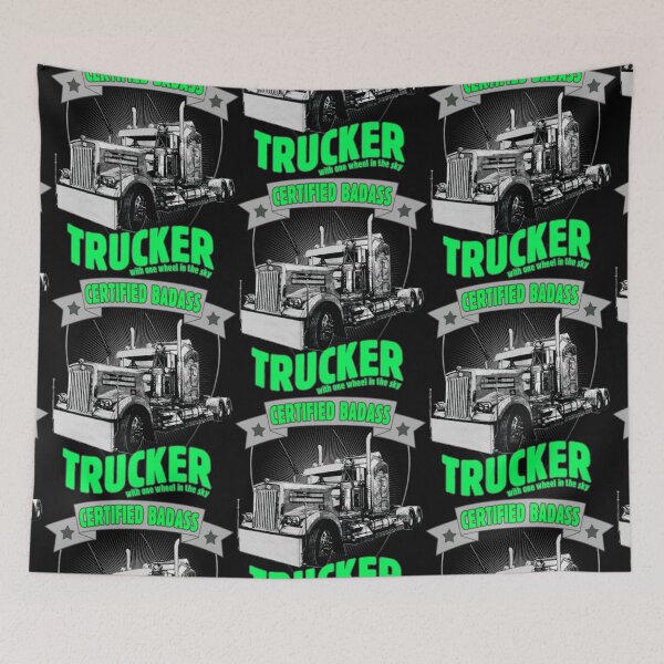 Item preview, Certified Badass Trucker with one wheel in the sky  designed and sold by aryagiri.