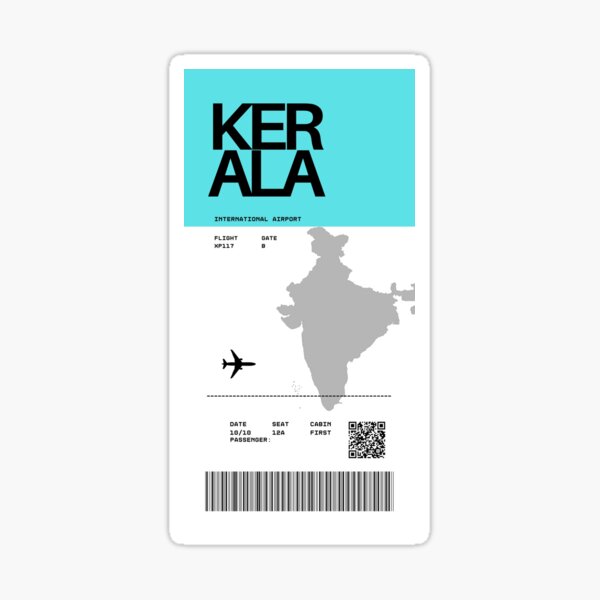 "Boarding Pass Kerala India" Sticker for Sale by Redbubble