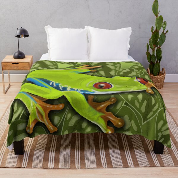 Item preview, Red eyed frog on satin leaves designed and sold by Deb Bull.