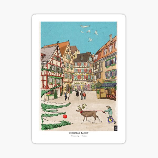 Artikel-Vorschau von Winterferien Straßburger Weihnachtsmarkt, designt und verkauft von Wall-Art-Sketch.