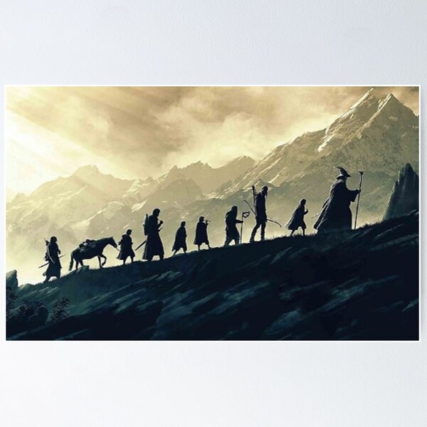 Lord of the Rings Fellowship and The Hobbit Silhouette Wall Art