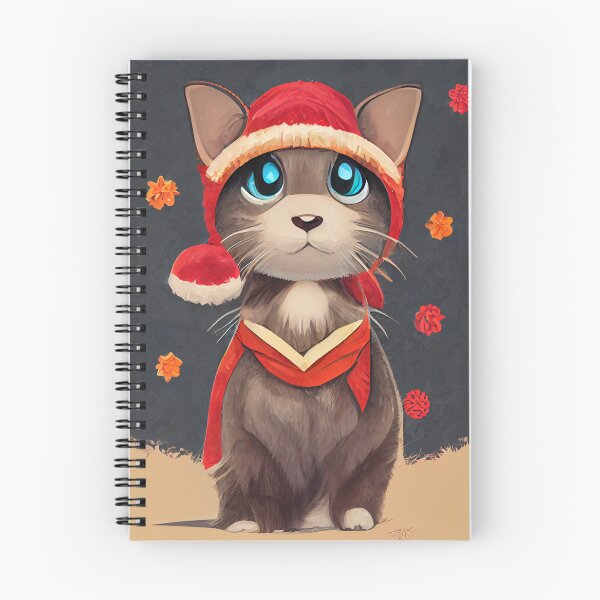 Aperçu de l'œuvre Beau chat mignon de Noël avec de grands yeux porte un chapeau de père Noël, gros plan créée et vendue par KOTOdesign.