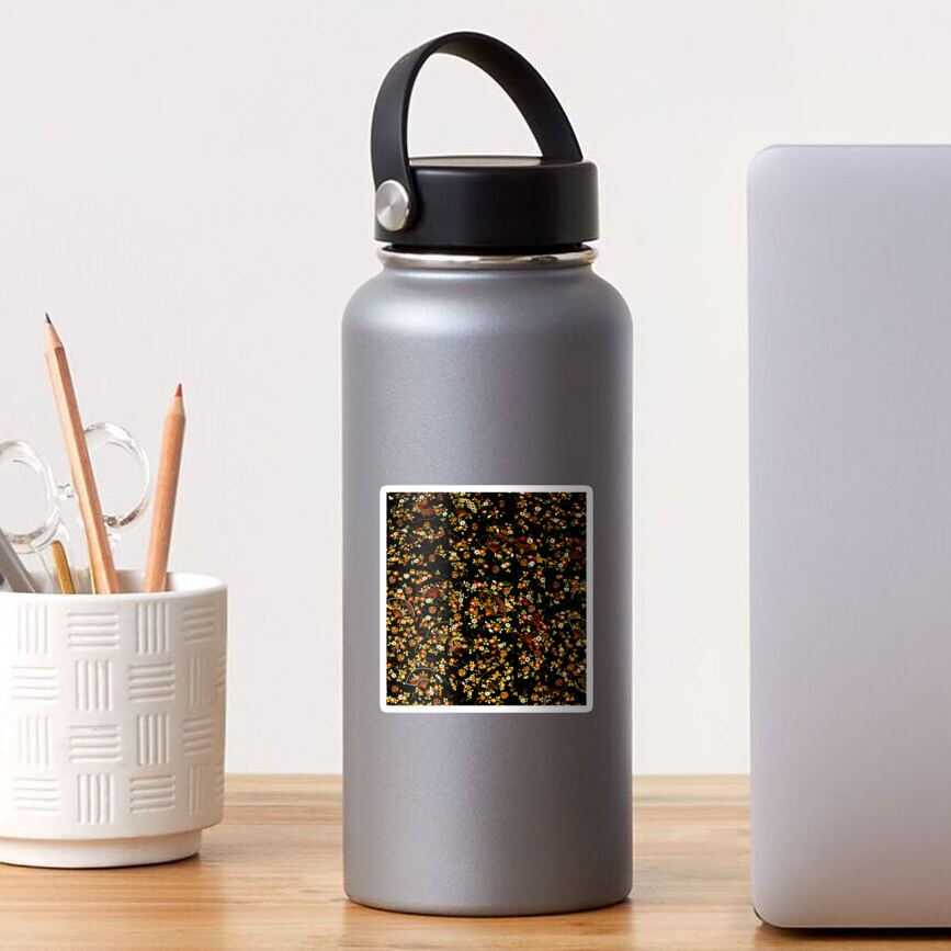 Black Floral Fan Pattern Sticker