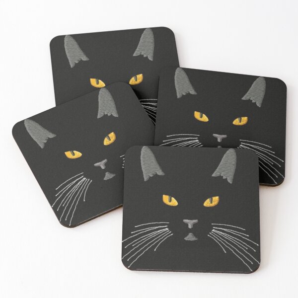 Item preview, Black cat face in the darkness with yellow eyes  designed and sold by Corinne Alexa Jackson.