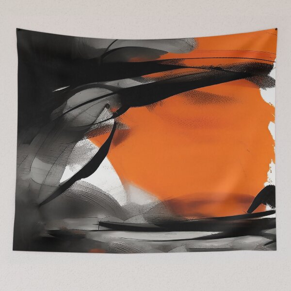 Item preview, Orange Black and White Splashes and Paint Swirls designed and sold by deniselynnimage.