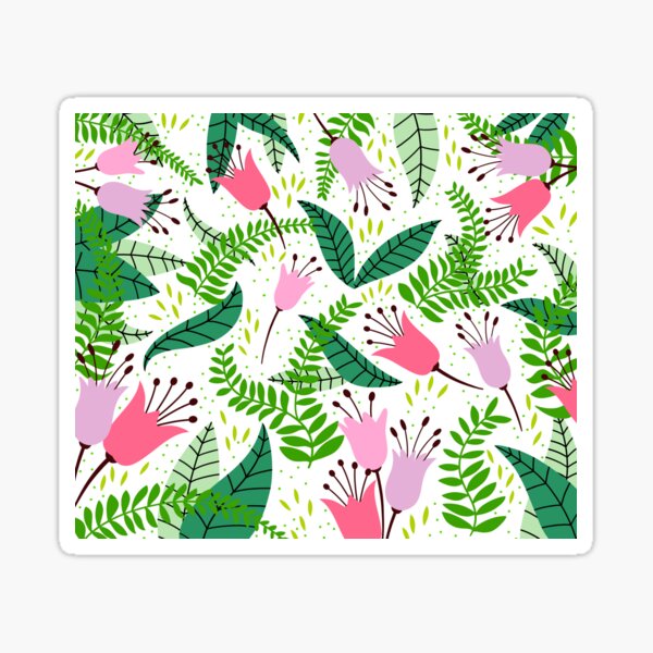 Green, Pink, Shamrock and Tea Floral Design. Sticker
