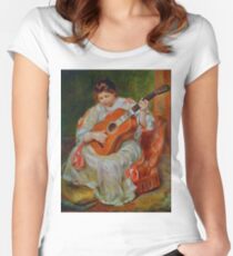Vintage Pierre Renoir Joueuse De Guitare 1897 Fine Art Women's Fitted Scoop T-Shirt