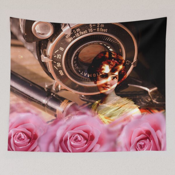 Item preview, Unique vintage woman with roses and vintage camera design designed and sold by MNA-Art.