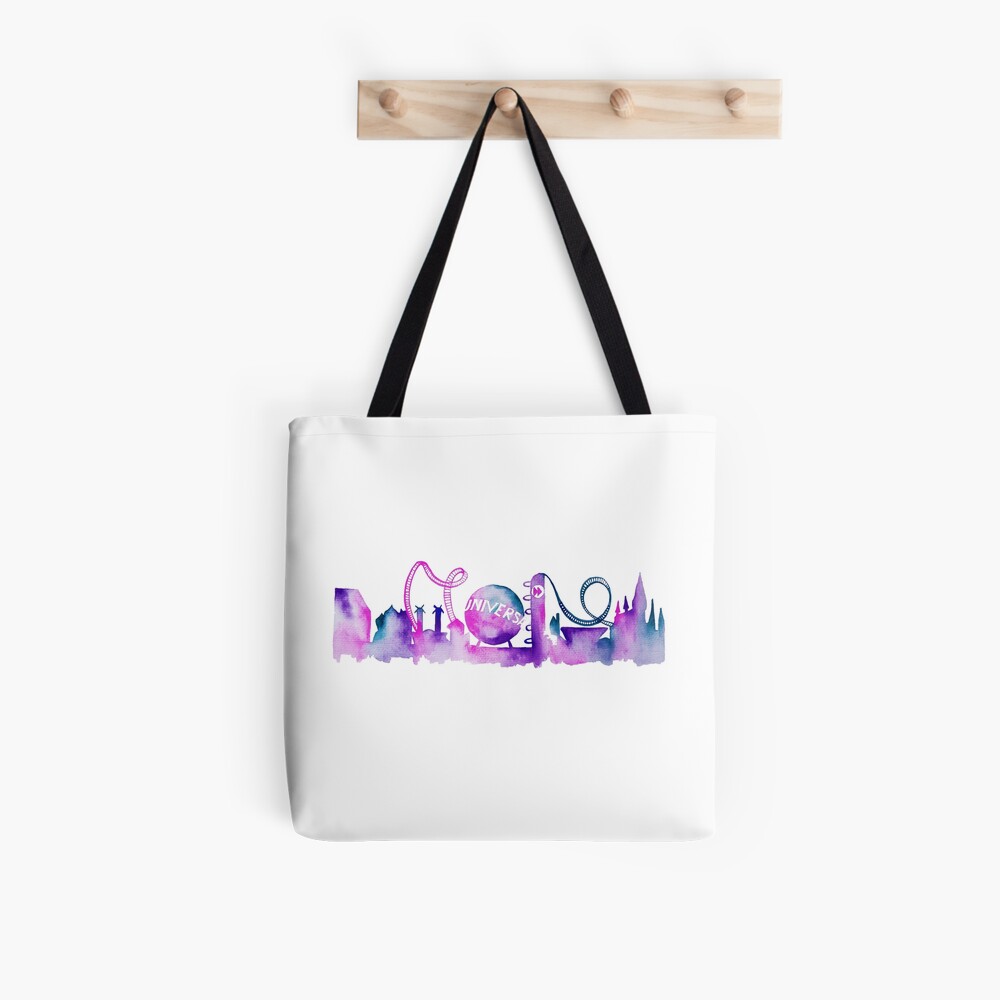 Orlando Theme Park Inspired Watercolor Skyline Silhouette Tote Bag