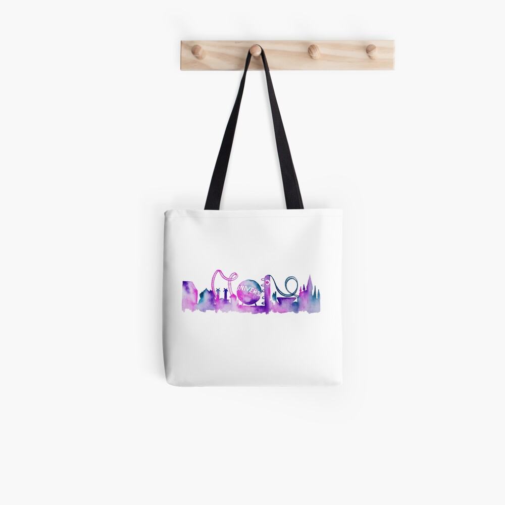 Orlando Theme Park Inspired Watercolor Skyline Silhouette Tote Bag