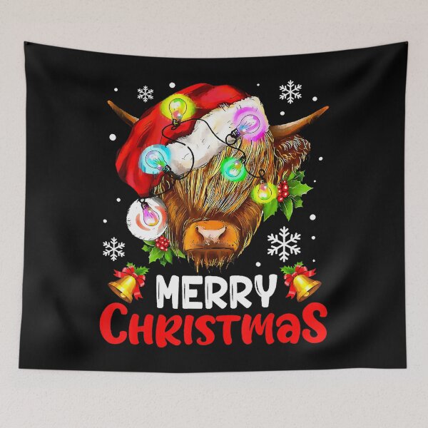 Item preview, Merry Christmas Highland Cow Western Santa Hat Xmas Pajamas designed and sold by IsraelCastro.