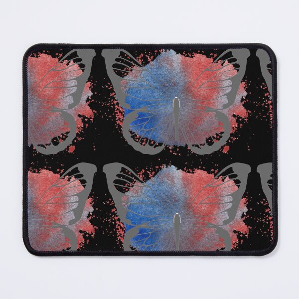 Item preview, Abstract Metallic Silver Flying Butterfly Over Blue And Red Watercolour Paint Splash. Abstract Design, Funky Image, Minimalist Art. designed and sold by Jason123za.