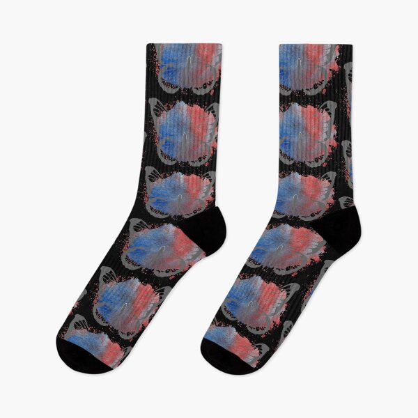 Item preview, Abstract Metallic Silver Flying Butterfly Over Blue And Red Watercolour Paint Splash. Abstract Design, Funky Image, Minimalist Art. designed and sold by Jason123za.