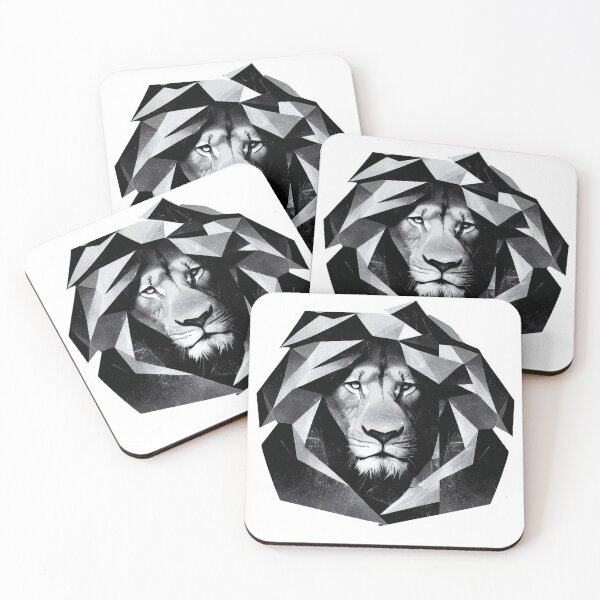Item preview, Lion looking through from your inside | Black and white lowpoly lion  designed and sold by AsabIIArt.