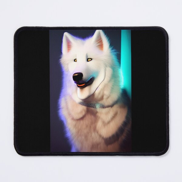 Item preview, White Samoyed dog portrait - neon light #7 designed and sold by supeart.